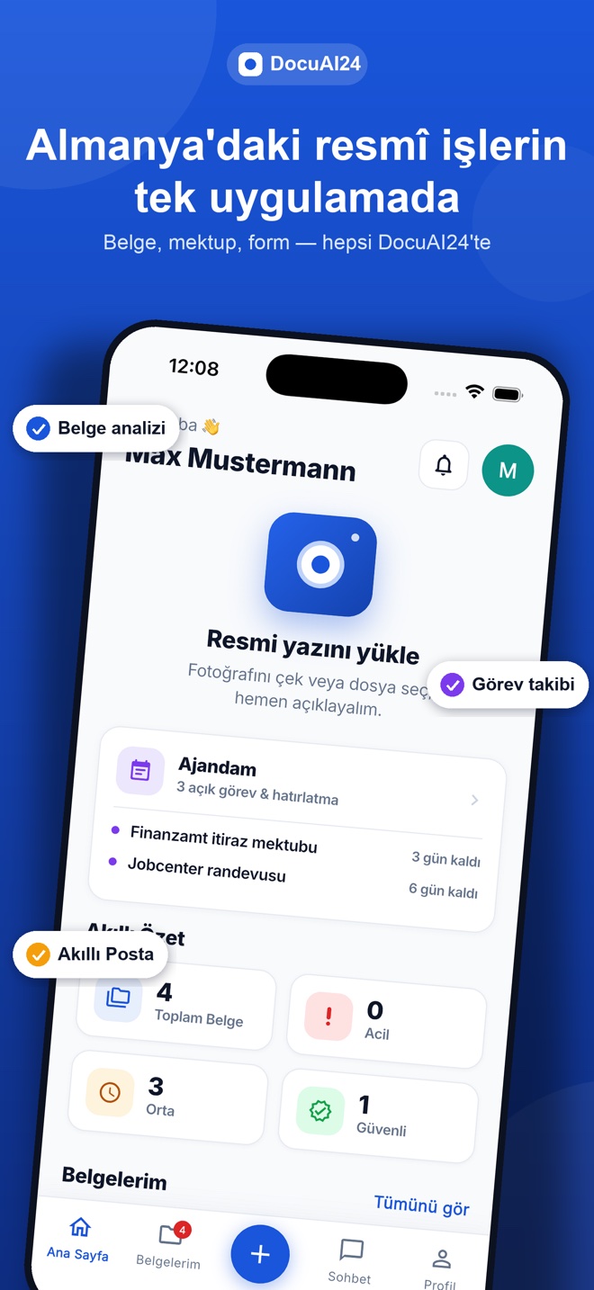 Startseite: Dokument hochladen, Agenda und smarte Übersicht